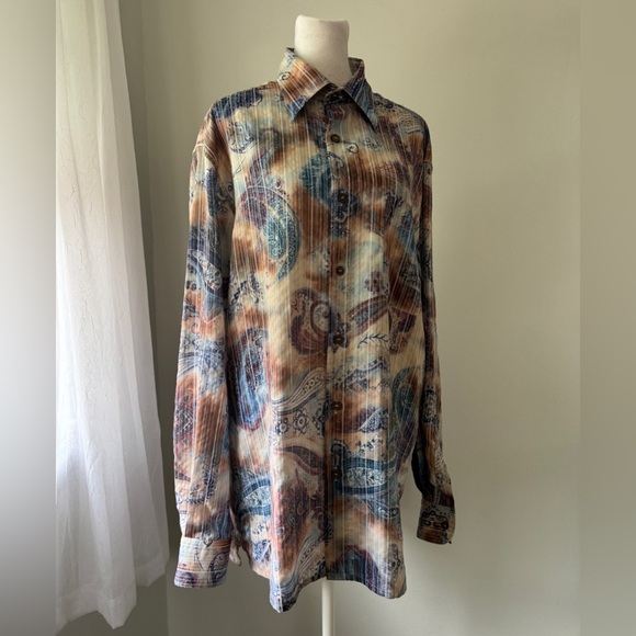 Georg Roth of Germany Multicolored Paisley Print Long Sleeve Button Down Shirt - Picture 3 of 6